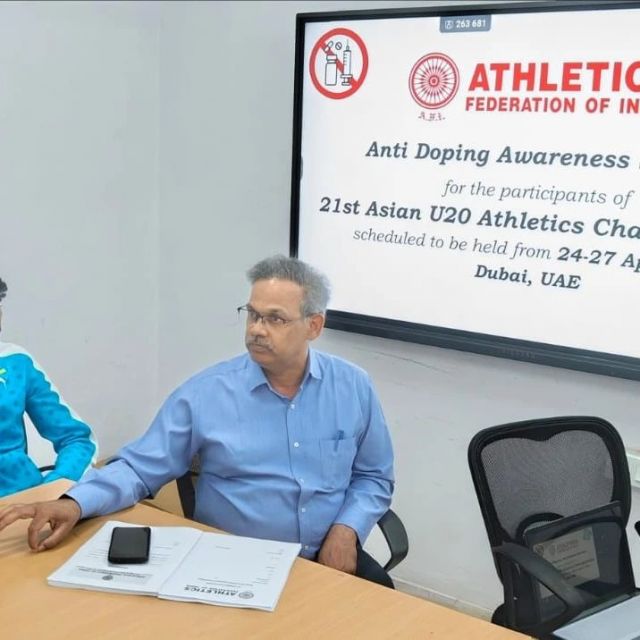 AFI conducted an Anti Doping Awareness Session for the participants of 21st Asian U20 Athletics Championships scheduled to be held on 24-27 April, 2024 at Dubai, UAE.

#PlayFair #PlayTrue #SayNoToDoping #CleanSport #FairPlay