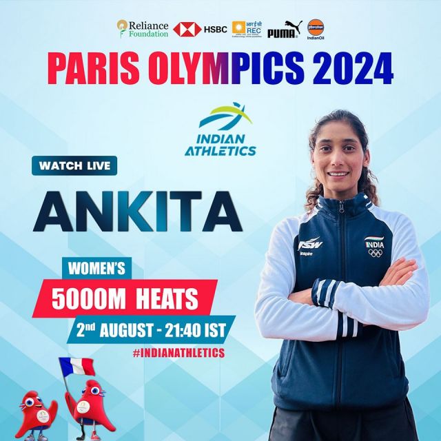 All the Best 

Ankita & Parul Chaudhary will compete in 5000m Run - Heats @paris2024 Today.

Page · 3.1M followers Page · 348K followers Page · 200K followers REC Foundation @pumaindia 

#indianathletics #athletics #afi #ParisOlympics2024 #paris