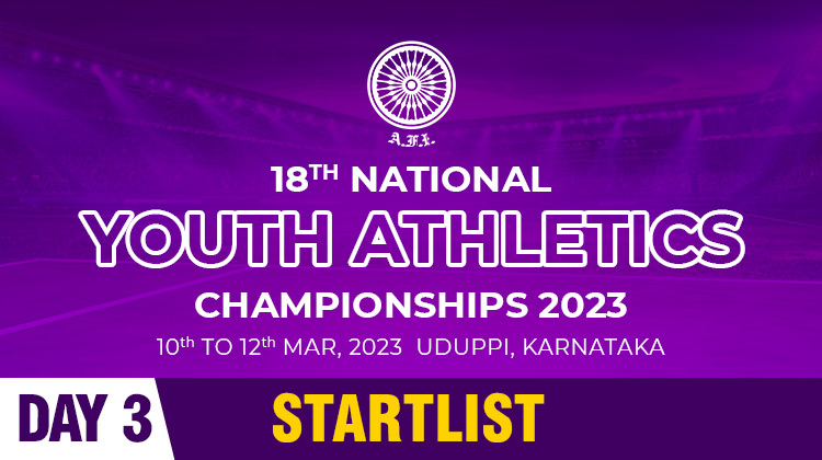18th National Youth Athletic Championship 2023 – Start List Day 3