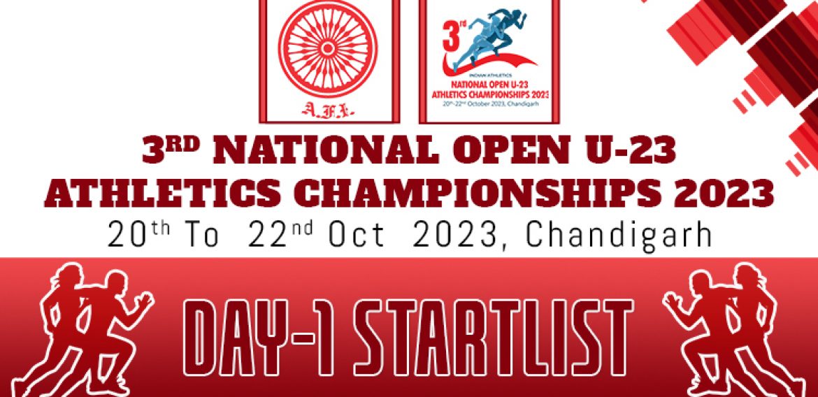 3rd National Open U-23 Athletics Championships 2023 – Day 1 Start List