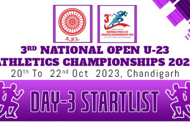3rd National Open U-23 Athletics Championships 2023 – Day 3 Start List