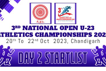 3rd National Open U-23 Athletics Championships 2023 – Day 2 Start List