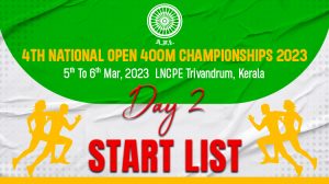 4th National Open 400m Championships 2023 – Day 2 Start List
