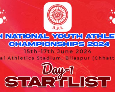 19th National Youth Athletics Championships 2024 – Day 1 Start List