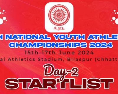 19th National Youth Athletics Championships 2024 – Day 2 Start List